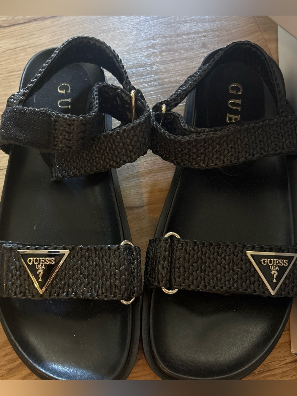 GUESS Black  Logo Slide Sandals